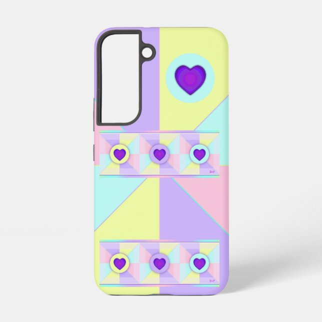 Pastel colours & purple hearts beating samsung galaxy s22 case (Back)