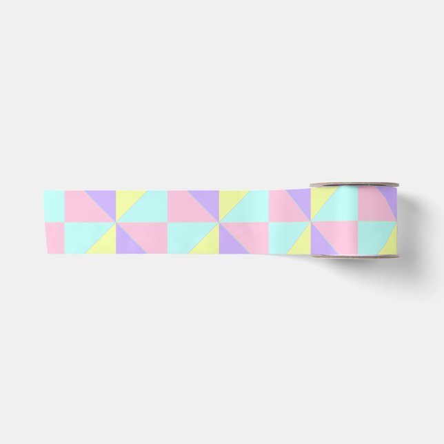 Pastel colours & purple hearts beating satin ribbon (Front)