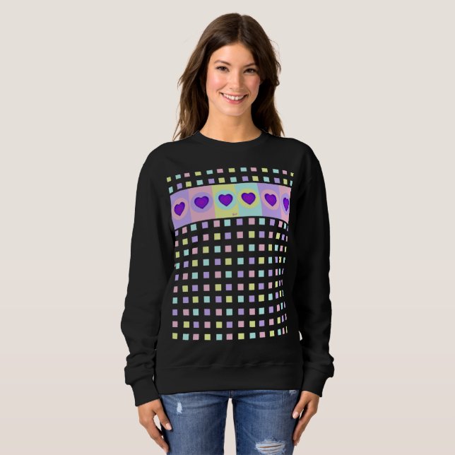 Pastel colours & purple hearts beating sweatshirt (Front Full)