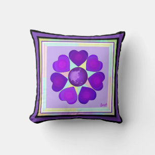 Pastel colours & purple hearts beating throw pillow