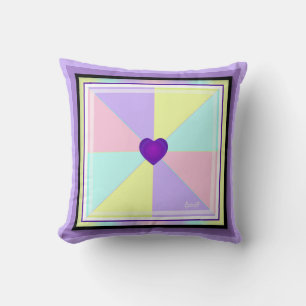 Pastel colours & purple hearts beating throw pillow