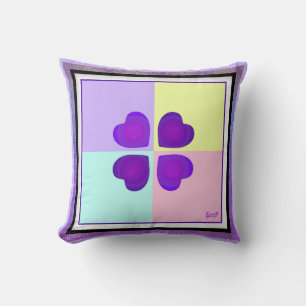 Pastel colours & purple hearts beating throw pillow