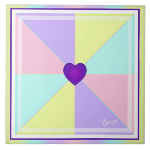 Pastel colours & purple hearts beating tile