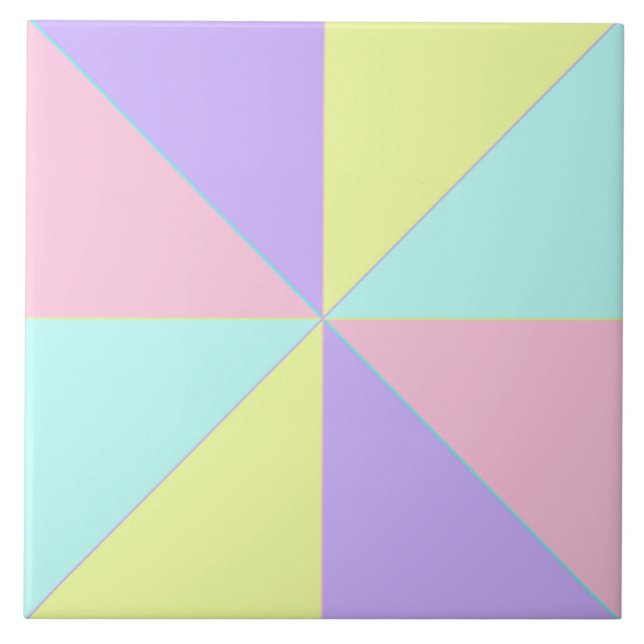 Pastel colours & purple hearts beating tile (Front)
