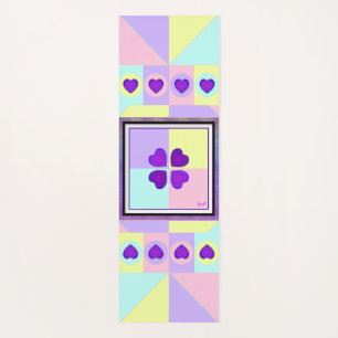 Pastel colours & purple hearts beating yoga mat
