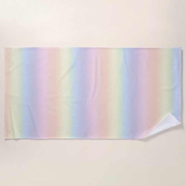 Pastel Colours Rainbow Beach Towel (Front)