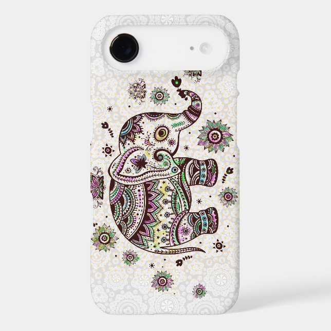 Pastel Colours Retro Flowers & Elephant Case-Mate iPhone Case (Back)