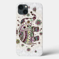 Pastel Colours Retro Flowers & Elephant