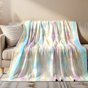 Pastel Colours Shimmering Iridescent Stripes Patte Fleece Blanket