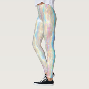Pastel Colours Shimmering Iridescent Stripes Patte Leggings