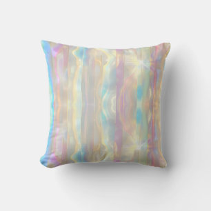 Pastel Colours Shimmering Iridescent Stripes Patte Throw Pillow