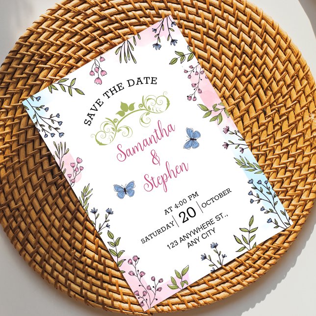 Pastel Colours Sketch Illustrative Floral Save The Invitation (Creator Uploaded)