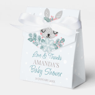 Pastel colours snowy winter bunny baby shower  favor box