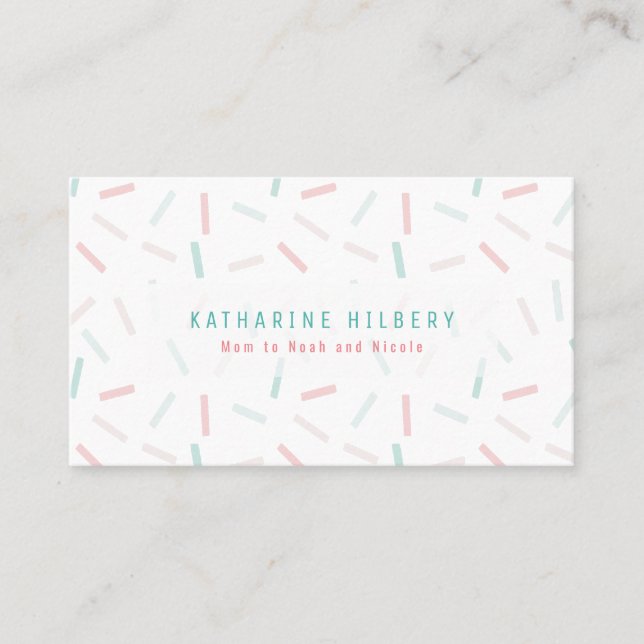 Pastel Colours Sprinkles White Mommy Business Card (Front)