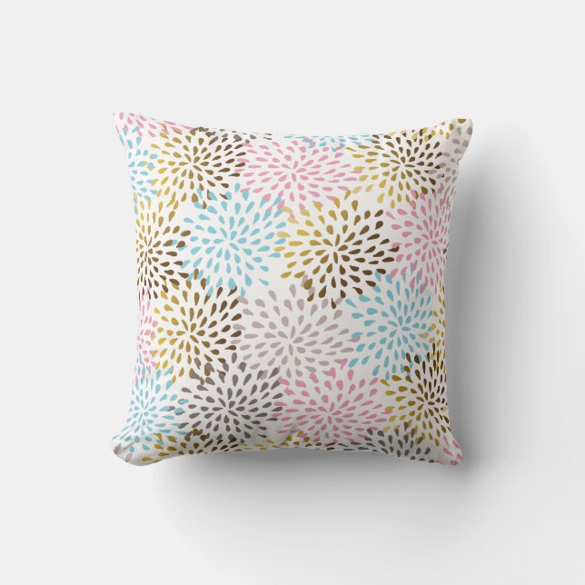 Pastel colours starburst pattern throw pillow (Front)