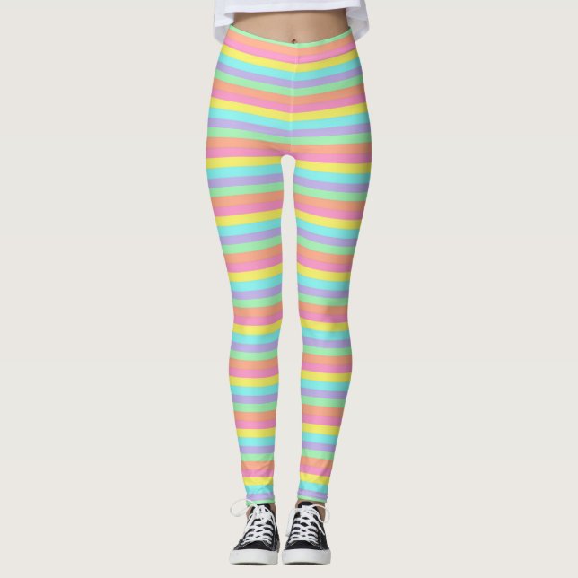 Pastel Colours Striped Leggings (Front)