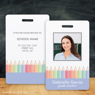 Pastel Colours Teacher School Staff Id Badge