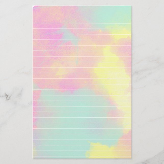 Pastel Colours Watercolor Lined Paper (Front)