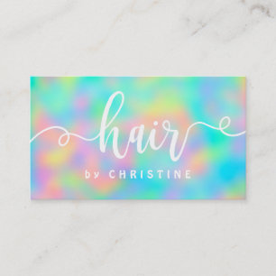 pastel colours white script hair appointment card