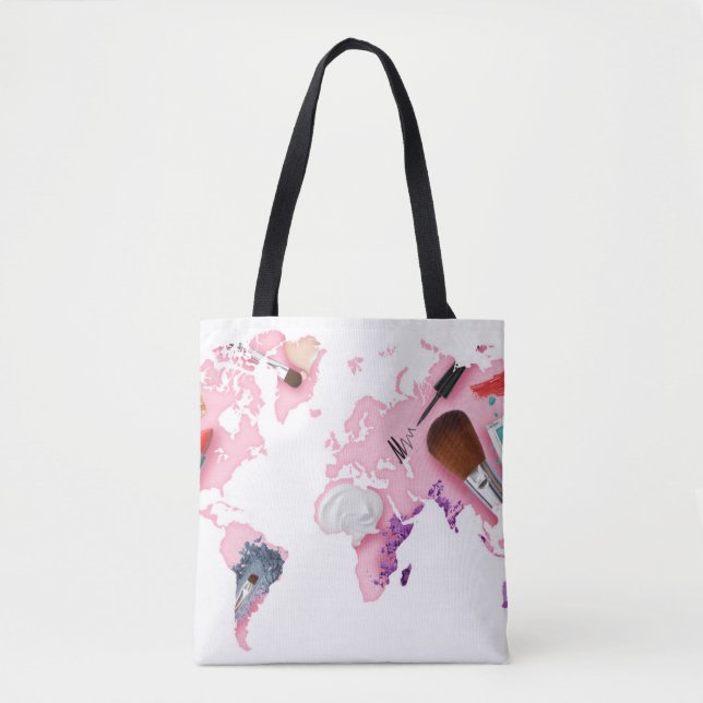 Pastel Comestics World Map Tote Bag (Front)