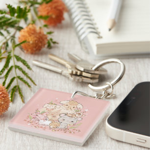Pastel Companions in Bloom Keychain