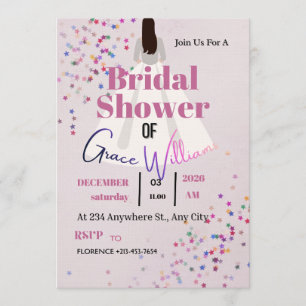 Pastel Confetti Bridal Shower Invitation Elegant