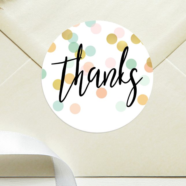 Pastel Confetti Dots Thank You Classic Round Sticker (Creator Uploaded)