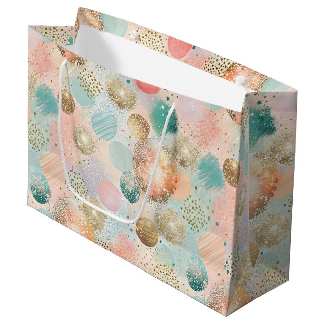Pastel Confetti Glitter Abstract Pattern Large Gift Bag (Front Angled)