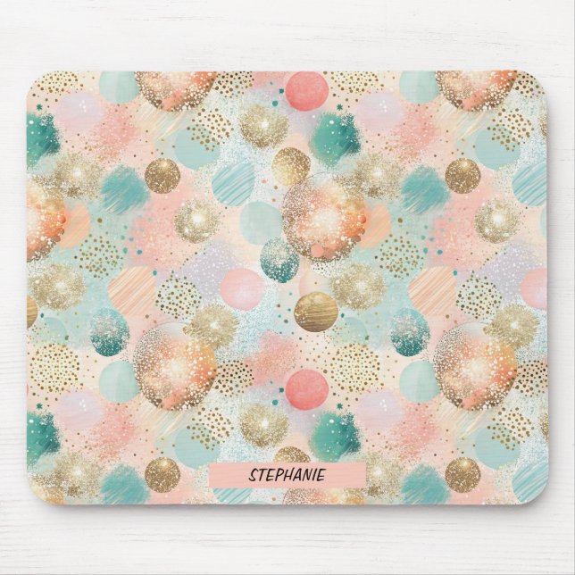 Pastel Confetti Glitter Abstract Pattern Mouse Pad (Front)