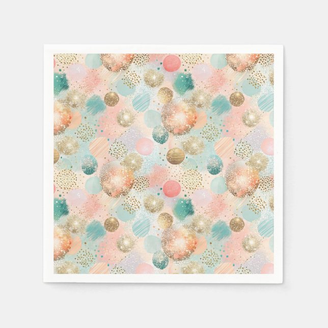Pastel Confetti Glitter Abstract Pattern Napkin (Front)