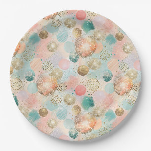 Pastel Confetti Glitter Abstract Pattern Paper Plate