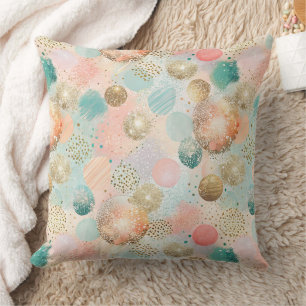 Pastel Confetti Glitter Abstract Pattern Throw Pillow