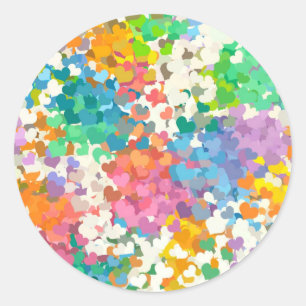 Pastel Confetti Hearts Classic Round Sticker