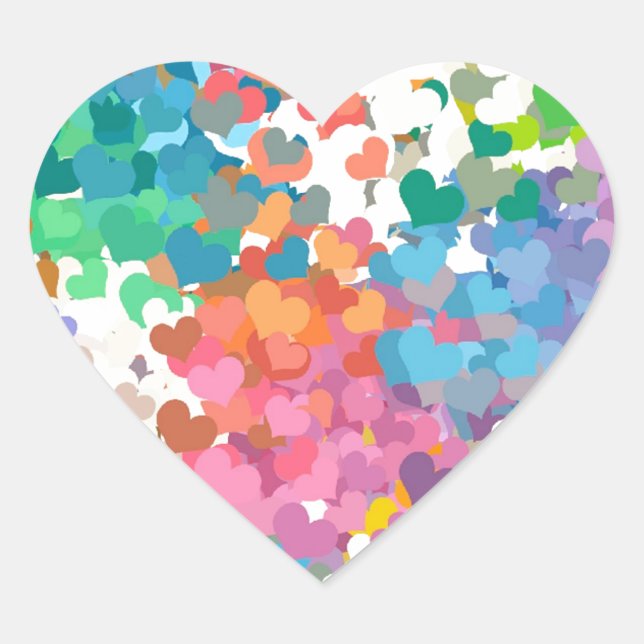 Pastel Confetti Hearts Heart Sticker (Front)