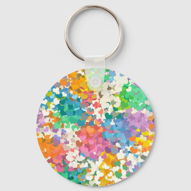 Pastel Confetti Hearts Keychain (Front)