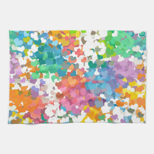 Pastel Confetti Hearts Kitchen Towel