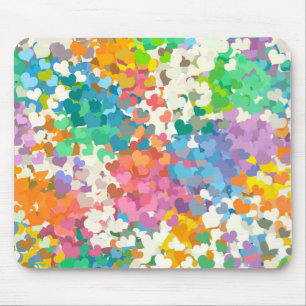 Pastel Confetti Hearts Mouse Pad