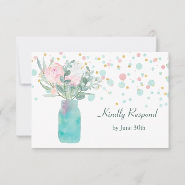 Pastel Confetti Mason Mariage Jar RSVP (Devant)