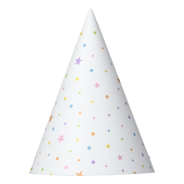 Pastel Confetti White Party Hat (Front)