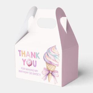 Pastel Coquette Ice Cream Girls Birthday Favor Box