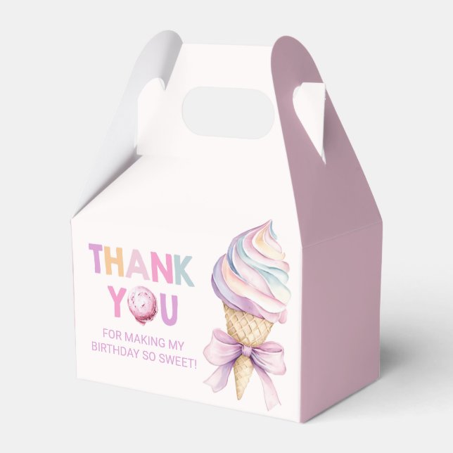 Pastel Coquette Ice Cream Girls Birthday Favor Box (Front Side)