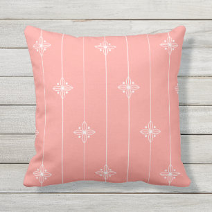 Pastel Coral Colour Floral Pattern Outdoor Pillow