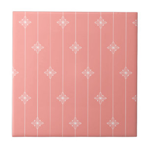 Pastel Coral Colour Floral Pattern Tile