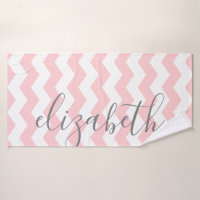 Pastel Coral Gray Chevron Huge Script Name