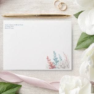 Pastel Coral Reef Beach Wedding Envelope