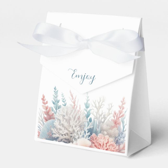 Pastel Coral Reef-Beach Wedding- Favor Box (Front Side)
