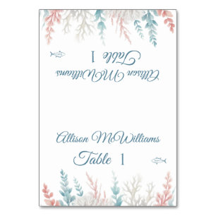 Pastel Coral Reef-Fish Icon-Wedding- Table Number