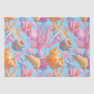 Pastel Coral Reef Seashell Lavender Turquoise Tissue Paper