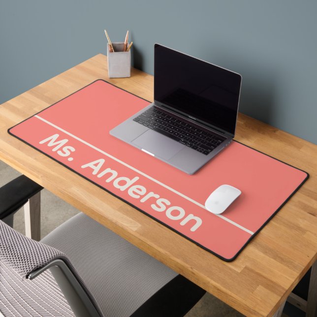 Pastel Coral Teacher Desk Mat (Office 2)