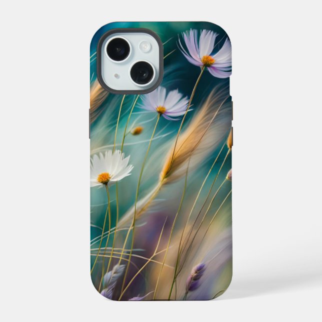 Pastel Cosmos and Grasses, Whispers of Nature iPhone 15 Case (Back)